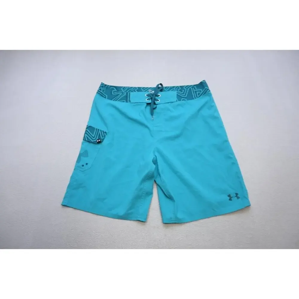 Under Armour Board Shorts HeatGear Loose Blue Athletic Water‎ Swim Mens Sz 38